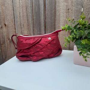 Victoria's Secret Red Metallic Ruffle Cosmetic Wristlet